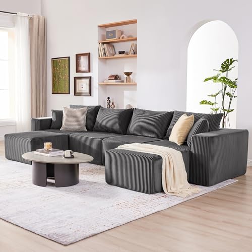 135.4" Modular Boneless Couch, Sectional Couches for Living Room, Darkgrey - Image 6