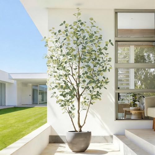 7FT Artificial Eucalyptus Tree Indoor, Faux Eucalyptus Tree with 689 Silk Leaves, Tall Fake Tree - Artificial Tree Indoor for Living Room Office Bedroom Home Decor - Image 6