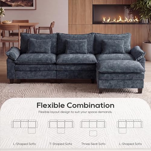URRED Oversized Modular Sectional Sofa，Blue：122" L Shaped - Image 4