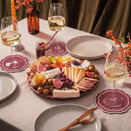 Linen Coasters for Drinks, Set of 6, 6 inch, Paprika - Image 6
