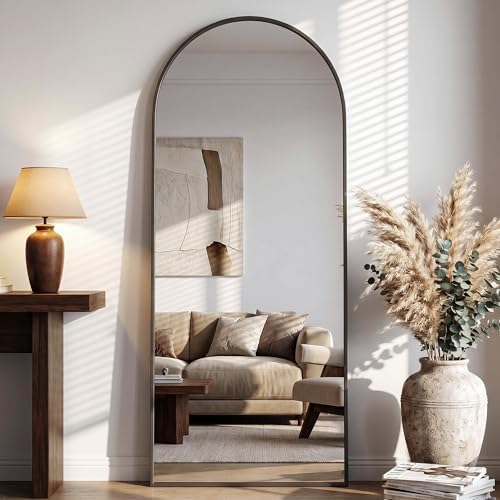 Full Length Mirror, 71" x 28" Arched Full Body Mirror Large Standing Floor Mirrors, Mirrors for Bedroom, Bathroom, Living Room Standing or Wall Leaning, Black - Image 2