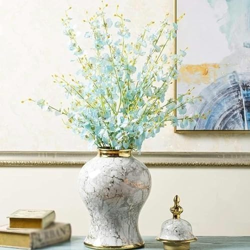 Ceramic Vase,Modern VaseDecorative Ceramic Flower Vase Luxury Floral with Lid Ceramic Floral Traditional Porcelain Vase Home Table Decoration, White(Small) - Image 4