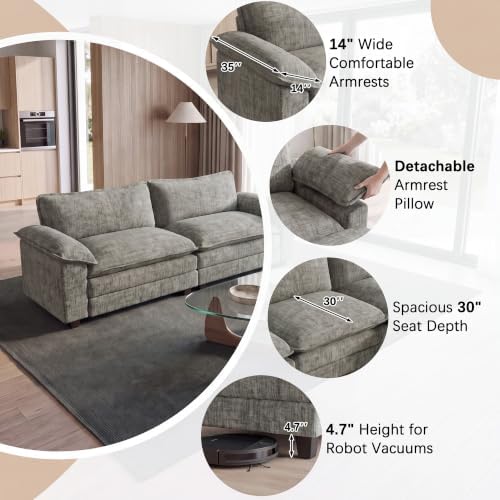 Homall 79.3" Loveseat Sofa, Cloud Sofa Couch, Deep Seat, Light Grey - Image 3