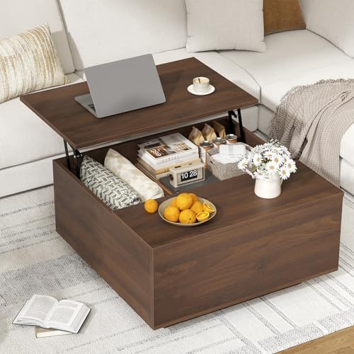 FABATO 31.5'' Lift Top Coffee Table Wood Center Table with Storage, Walnut - Image 3