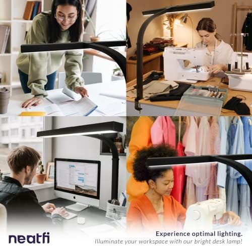Neatfi 3,000 Lumens LED Desk Lamp with Clamp | Dimmable | 5 Brightness Levels & 5 Light Modes | Memory Function | Eye-Caring Flexible Lamp for Home & Office (28 Inches, Black) - Image 2