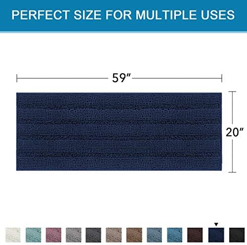 H.VERSAILTEX Bathroom Rugs Bath Mat Runner Rug Non Slip Kitchen Rug Extra Long Bath Rug Runners Oversized 59" x 20" Absorbent Washable Dry Fast Plush Area Rug for Bathroom/Bedroom - Navy - Image 2