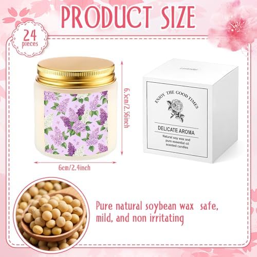 Conelist 24 Pack Scented Candles Gift Set Flowers Soy Wax Candle for Home 3.5 oz 360 Hour Burn, Candle Gift for Men Women, Scents of Lavender/Rose/Orange/Gardenia/White Tea Orchid - Image 2