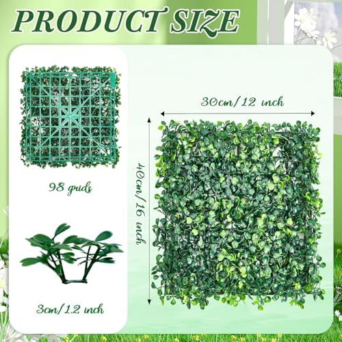 Crowye 24 Pcs 16 x 12 Inch Grass Wall Panel, Artificial Boxwood Wall Panels - Image 2