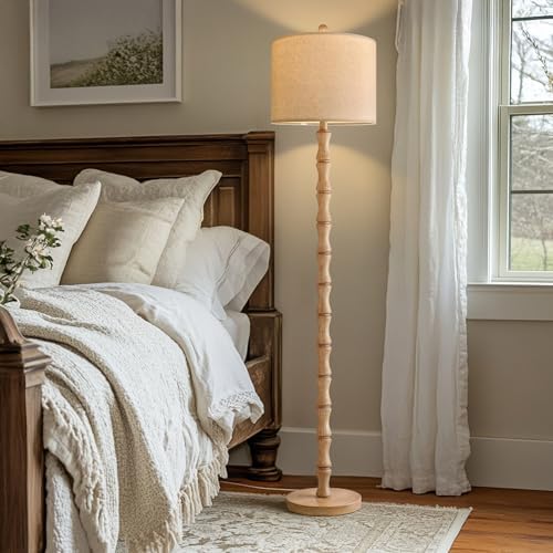 BOBOMOMO 62" Rustic Farmhouse Floor Lamp with Remote & Dimmable 9W Bulb, 3 Color Temperatures Resin Standing Lamp, Retro Corner Tall Lamp for Living Room, Bedroom, Nursery, Office, Reading Nock - Image 5