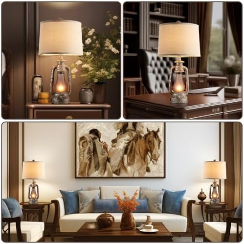 Farmhouse Rustic Table Lamps Set of 2, Iron Gray - Image 5