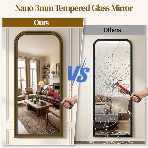 71"x32" Full Length Mirror with Stand, Arched PU Frame - Image 5