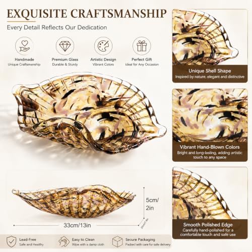 Hand Blown Glass Bowl Decorative Dish Fruit Bowl Home Decor - Image 5