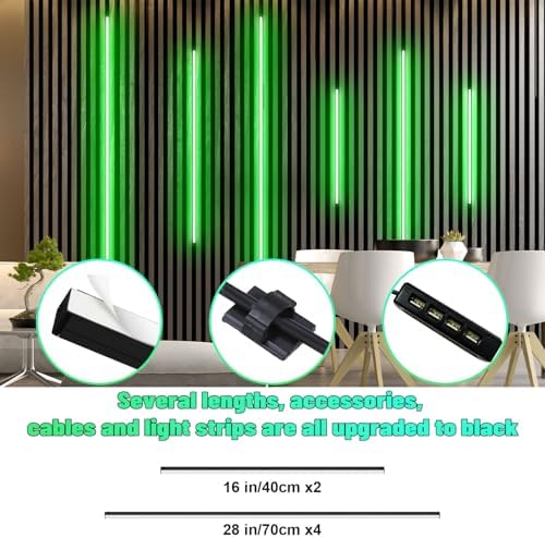 Lichaser RGB Black Smart Recessed Lighting for Acoustic Panel, 6 Pcs WiFi LED Strip Light for Wood Slat Wall Panel Compatible with Alexa, Self-Adhesive Smart LED for Slat Wall (4 * 28 in+2 * 16 in) - Image 4