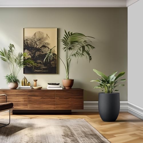 Kante Large Round Bullet Black Concrete Planter 21.7" Tall, Outdoor - Image 6