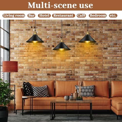 Retisee 24 Pcs Industrial Pendant Light, Vintage Metal E26 Base, Black - Image 4