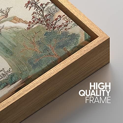 NWT Framed Canvas Print Wall Art Japanese Pastel Jungle Mountain Nature Wilderness Illustrations Modern Art Decorative Landscape Rustic Zen Colorful for Living Room, Bedroom, Office - 24"x36" Natural - Image 4