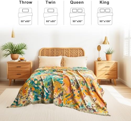 LUTBM Boho Throw Blanket for Bed 60"x80", All Season Cotton Couch Blankets - Image 3
