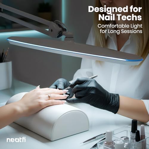 Neatfi XL 2,200 Lumens 24W LED Desk Lamp – 23” Wide Shade | Dimmable Eye-Caring Task Light | Adjustable Arm | Home Office, Study, Crafts & Nail Tech (White, Non-CCT with Clamp) - Image 2