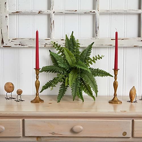 Nearly Natural 14 in Artificial Boston Fern Set of 6 Indoor Office Plants - Image 3