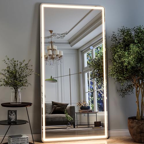 GLSLAND 34x76 inch Full Length Mirror with Lights, LED Full Body Mirrors by GLSLAND