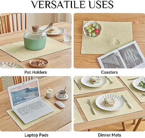 Softalker Faux Linen Cloth Placemats Set of 4-12 x 18 Inch, Light Linen - Image 5
