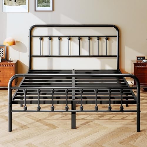 zunatu King Size Metal Bed Frame, Victorian Style Headboard and Footboard - Image 5