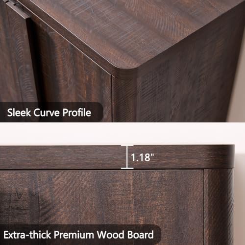 93.42'' Sideboard Buffet Cabinet W/Storage, Modern Accent Cabinets W/Curved Handles & Adjustable Shelves, 6 Doors Coffee Bar Buffet Table Credenza for Living Room Kitchen Hallway,Brown - Image 6
