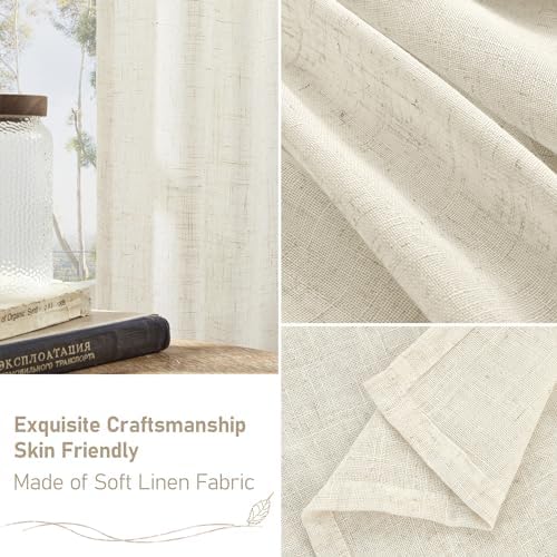 LAMIT 108 inch Semi Sheer Linen Curtains for Living Room Bedroom 2 Panels - Image 6
