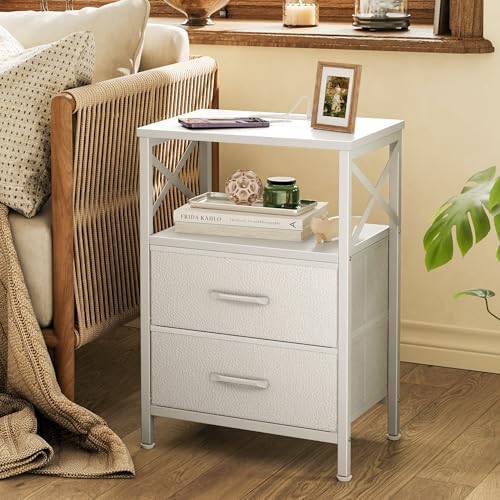 Huuger Nightstand Set of 2 with Charging Station, USB-C Port, End Tables - Image 6