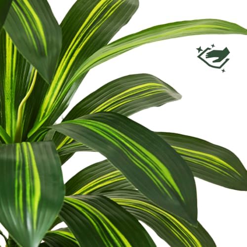 Artifical Dracaena Tree Indoor, 5FT Tall Fake Floor Plants with Black Planter & Pebbles, Fuax Silk Yucca Tree for Home Office Living Room Bedroom Farmhouse Modern Outdoor Topiary Tree - Image 4