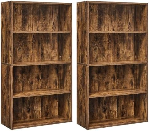 VASAGLE Set of 2 Bookshelves, 4-Tier Open Bookcases, Adjustable Shelves by VASAGLEbySONGMICSHOME