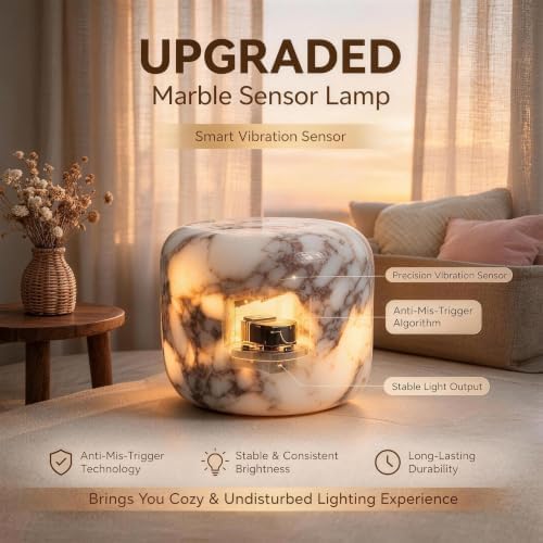 Natural Marble Touch Lamp, Rechargeable Cordless Bedside Lamp, Up to 10H Runtime, 3 Way Dimmable Night Light with USB-C Cable, IPX4 Water Resistant Warm LED Lamp for Bedroom Desk Camping Decor - Image 6