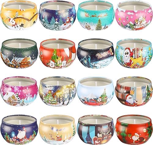 YOROXRG 16 Pack Christmas Scented Candles Gift Set 2.5oz Strong Fragrance jar Candles Natural Soy Wax Candles Portable Travel Tin Jar Candles Gifts for Home Scented Decoration Birthday Valentine'sDay - Image 6