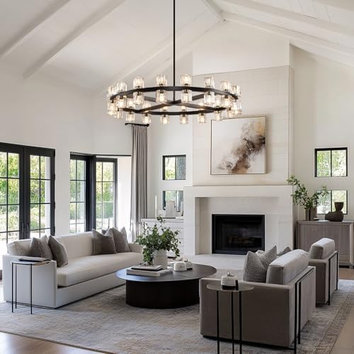36" K9 Crystal Chandeliers, Round Black Chandeliers for Dining Room, Living Room, Dining Room Chandelier Over Table, Chandelier for Bedroom Foyer Bathroom Includes Bulbs - Image 6