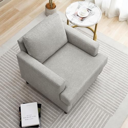 Weture Mid-Century Accent Chair, Light Grey Armchair Living Room Chairs - Image 5