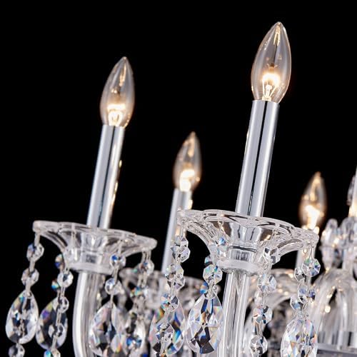 8-Light Maria Theresa Crystal Chandelier, Chrome Dining Room Light Fixture for Entryway & Living Room, Adjustable Height, E12 Base - Image 5