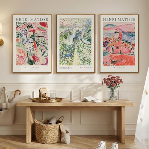 Framed Vintage Colorful Matisse Landscape Canvas Wall Art, Set of 3 - Image 4