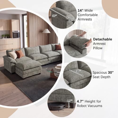 Homall 158.6" U-Shaped Cloud Couch, Modular Sectional Sofa for Living Room - Image 3