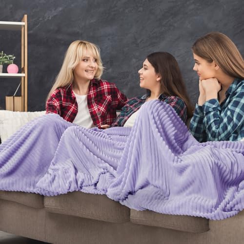 Buryeah 6 Pcs Flannel Blankets Bulk,Fall Outdoor Wedding, Light Purple - Image 5