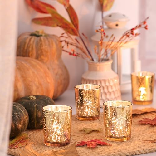 Volens Gold Party Decorations 72pcs, Mercury Glass Votive Candle Holders - Image 4