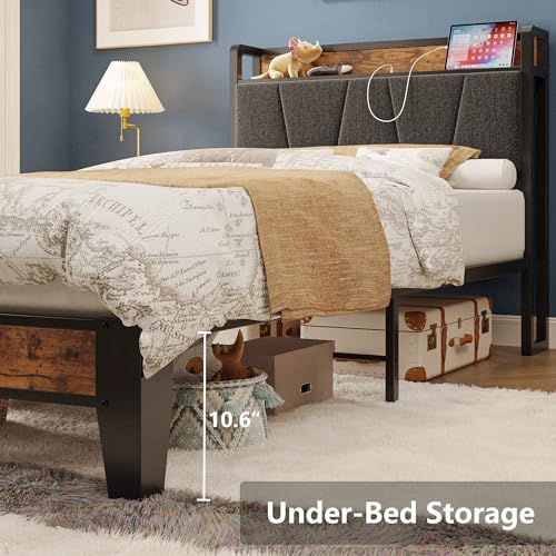 LIKIMIO Twin XL Bed Frame with Storage Headboard and Charging Station - Image 6