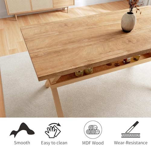HIPIHOM Dining Table Set for 4-6,Kitchen Table with Dining Benches - Image 6