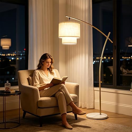 RGBCW Arc Floor Lamp with Remote Control, Standing Lamp for Bedroom - Image 7