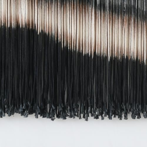 Jakalin Macrame Wall Hanging Black Dip Dye Fiber Tapestry Handmade 57"x35" - Image 7