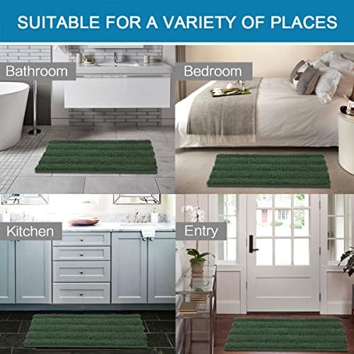 H.VERSAILTEX Bath Mats for Bathroom Non Slip Extra Thick Chenille Striped Bath Rug 24" x 36" Absorbent Non Skid Fluffy Soft Shaggy Rugs Washable Plush Mats for Indoor, Bath Room, Tub - Bronze Green - Image 6