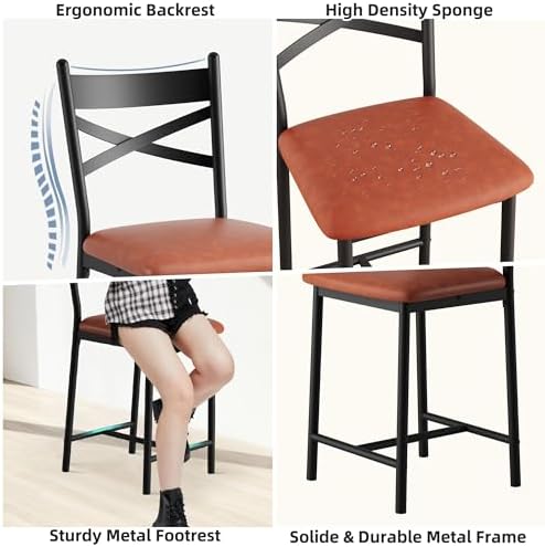 Garvee 26'' Bar Stools Set of 4, Counter Stools with Back & Thick Cushion - Image 3
