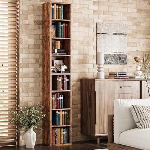IRONCK Tall Narrow Bookshelf 8 Tiers, Compact Corner Bookcase, Floor Standing Display Storage Shelves 71 in Tall, Easy to Match for Living Room, Office, Study, Bedroom - Image 2