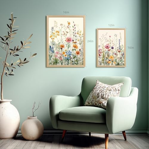 LLEEMPI Colorful Floral Wall Art Set of 3, 16x24 Wood Framed Canvas Prints - Image 4