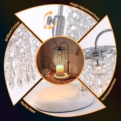 Candle Warmer Lamp with Timer Dimmer and 3 Bulbs, Lamp Candle Warmer with Marble Base,Wax Melt Warmer for Jar Candles, Birthday Gifts for Women Mom, House Warming Gifts New Home Decor - Image 3
