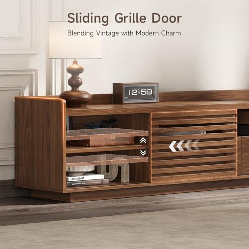 ONBRILL 78.7"TV Stand for TV Up to 85",Mid-Century Modern TV Console Walnut - Image 3
